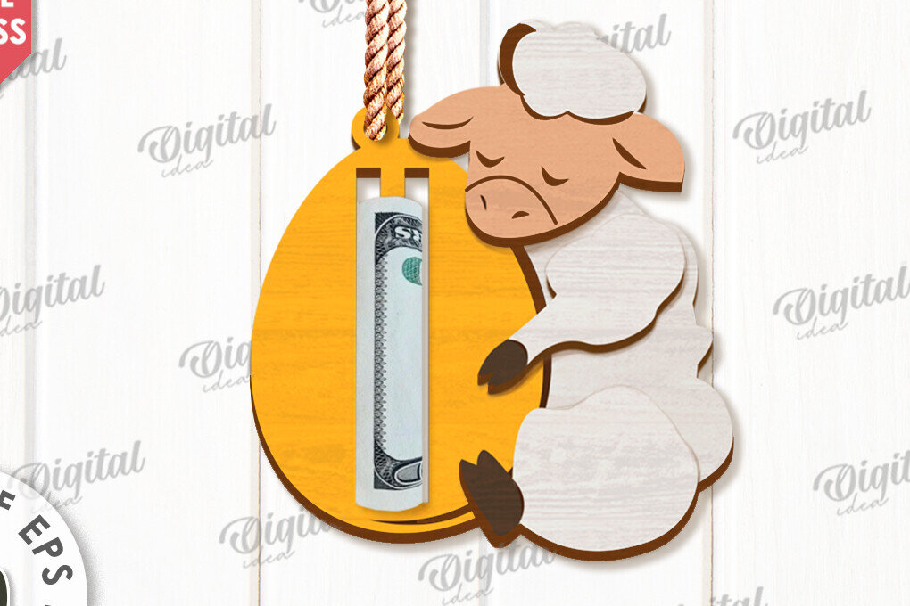 Intra απο ξύλο plywood 3mm-4mm πάχος - Πασχαλινή θήκη χρημάτων Σχέδιο κοπής με λέιζερ Δίασταση 15x15 cm INTRAFABR-118030291