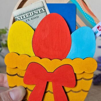 Intra απο ξύλο plywood 3mm-4mm πάχος - Πασχαλινή θήκη χρημάτων , Καλάθι Αυγό Δίασταση 15x15 cm INTRAFABR-116833765 - Image 2