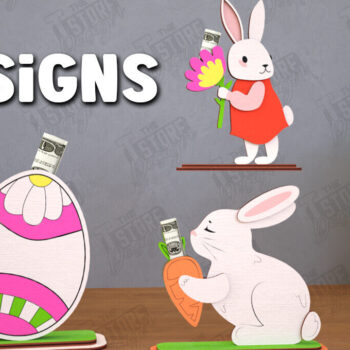 Intra απο ξύλο plywood 3mm-4mm πάχος - Πακέτο Πασχαλινών Χρημάτων | Λαγουδάκι |CNC Δίασταση 15x15 cm INTRAFABR-117957473 - Image 1