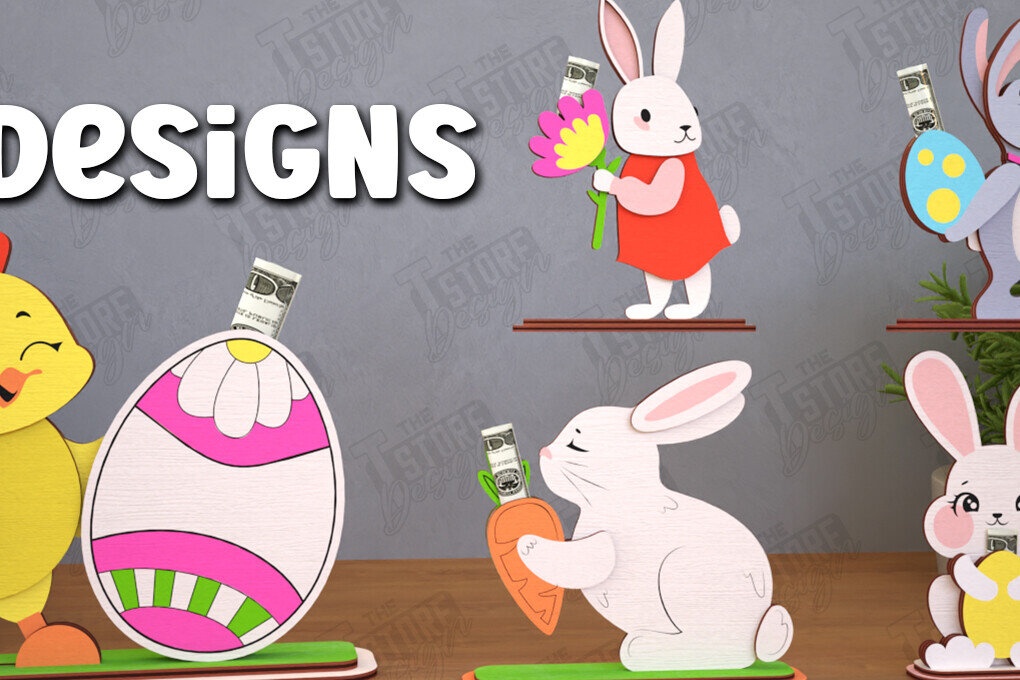 Intra απο ξύλο plywood 3mm-4mm πάχος - Πακέτο Πασχαλινών Χρημάτων | Λαγουδάκι |CNC Δίασταση 15x15 cm INTRAFABR-117957473