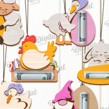 Intra απο ξύλο plywood 3mm-4mm πάχος - Πασχαλινοί κάτοχοι χρημάτων Δέσμη κοπής με λέιζερ Δίασταση 15x15 cm INTRAFABR-118047971 - Image 1