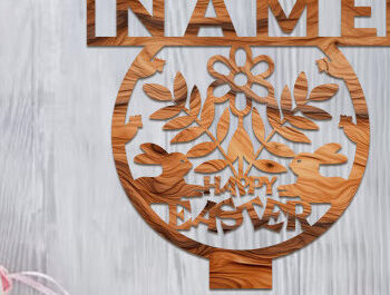 Intra απο ξύλο plywood 3mm-4mm πάχος - Πασχαλινή πινακίδα με πόδι με λέιζερ Δίασταση 15x15 cm INTRAFABR-89344297 - Image 4