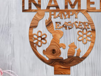 Intra απο ξύλο plywood 3mm-4mm πάχος - Πασχαλινή πινακίδα με πόδι με λέιζερ Δίασταση 15x15 cm INTRAFABR-89344297 - Image 5