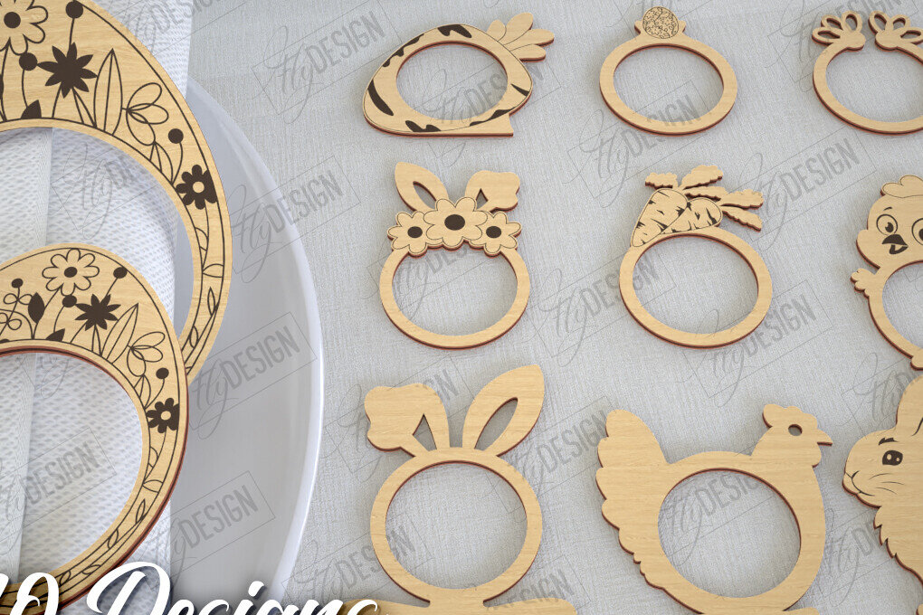 Intra απο ξύλο plywood 3mm-4mm πάχος - Δαχτυλίδια Πασχαλινής Χαρτοπετσέτας | Διακοπές Δίασταση 15x15 cm INTRAFABR-115438059