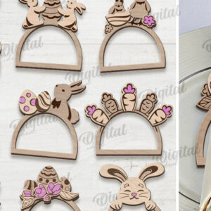 Intra απο ξύλο plywood 3mm-4mm πάχος - Πασχαλινά δαχτυλίδια χαρτοπετσέτας Πακέτο κοπής με λέιζερ Δίασταση 15x15 cm INTRAFABR-117901250