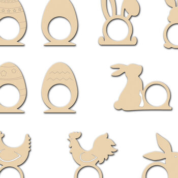 Intra απο ξύλο plywood 3mm-4mm πάχος - Πασχαλινά δαχτυλίδια χαρτοπετσέτας.  κοπής με λέιζερ Δίασταση 15x15 cm INTRAFABR-93306305 - Image 5