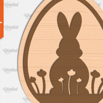 Intra απο ξύλο plywood 3mm-4mm πάχος - Πασχαλινό στολίδι Laser cut. Λαγουδάκι του Πάσχα Δίασταση 6x6 cm INTRAFABR-89690461 - Image 1