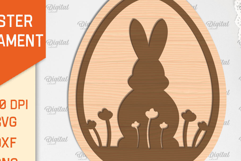 Intra απο ξύλο plywood 3mm-4mm πάχος - Πασχαλινό στολίδι Laser cut. Λαγουδάκι του Πάσχα Δίασταση 6x6 cm INTRAFABR-89690461