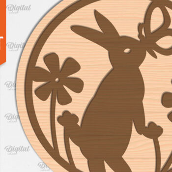 Intra απο ξύλο plywood 3mm-4mm πάχος - Πασχαλινό στολίδι Laser cut. Λαγουδάκι του Πάσχα Δίασταση 6x6 cm INTRAFABR-89689138 - Image 1