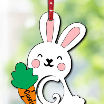 Intra απο ξύλο plywood 3mm-4mm πάχος - Πασχαλινό διακοσμητικό γράμμα Γ Λαγουδάκι κουνέλι Δίασταση 6x6 cm INTRAFABR-113008876 - Image 2