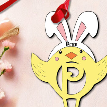 Intra απο ξύλο plywood 3mm-4mm πάχος - Πασχαλινό Στολίδι Γράμμα P  Κοτόπουλο Δίασταση 6x6 cm INTRAFABR-112719306 - Image 2