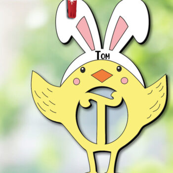 Intra απο ξύλο plywood 3mm-4mm πάχος - Πασχαλινό Στολίδι Γράμμα T  Κοτόπουλο Δίασταση 6x6 cm INTRAFABR-112719460 - Image 1