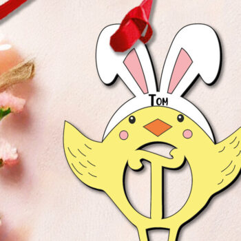 Intra απο ξύλο plywood 3mm-4mm πάχος - Πασχαλινό Στολίδι Γράμμα T  Κοτόπουλο Δίασταση 6x6 cm INTRAFABR-112719460 - Image 2