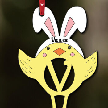 Intra απο ξύλο plywood 3mm-4mm πάχος - Πασχαλινό Στολίδι Γράμμα V  Κοτόπουλο Δίασταση 6x6 cm INTRAFABR-112719557 - Image 1