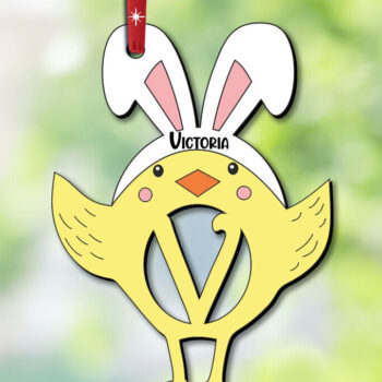 Intra απο ξύλο plywood 3mm-4mm πάχος - Πασχαλινό Στολίδι Γράμμα V  Κοτόπουλο Δίασταση 6x6 cm INTRAFABR-112719557 - Image 2