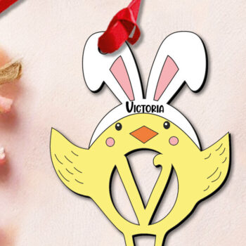 Intra απο ξύλο plywood 3mm-4mm πάχος - Πασχαλινό Στολίδι Γράμμα V  Κοτόπουλο Δίασταση 6x6 cm INTRAFABR-112719557 - Image 3