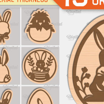 Intra απο ξύλο plywood 3mm-4mm πάχος - Πασχαλινά στολίδια Δέσμη κοπής με λέιζερ Δίασταση 6x6 cm INTRAFABR-89693454 - Image 1