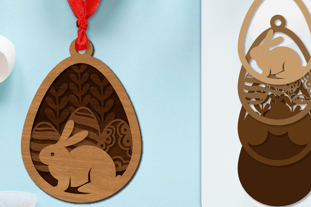 Intra απο ξύλο plywood 3mm-4mm πάχος - Πασχαλινά στολίδια με στρώσεις Lasercut Δίασταση 6x6 cm INTRAFABR-118338863