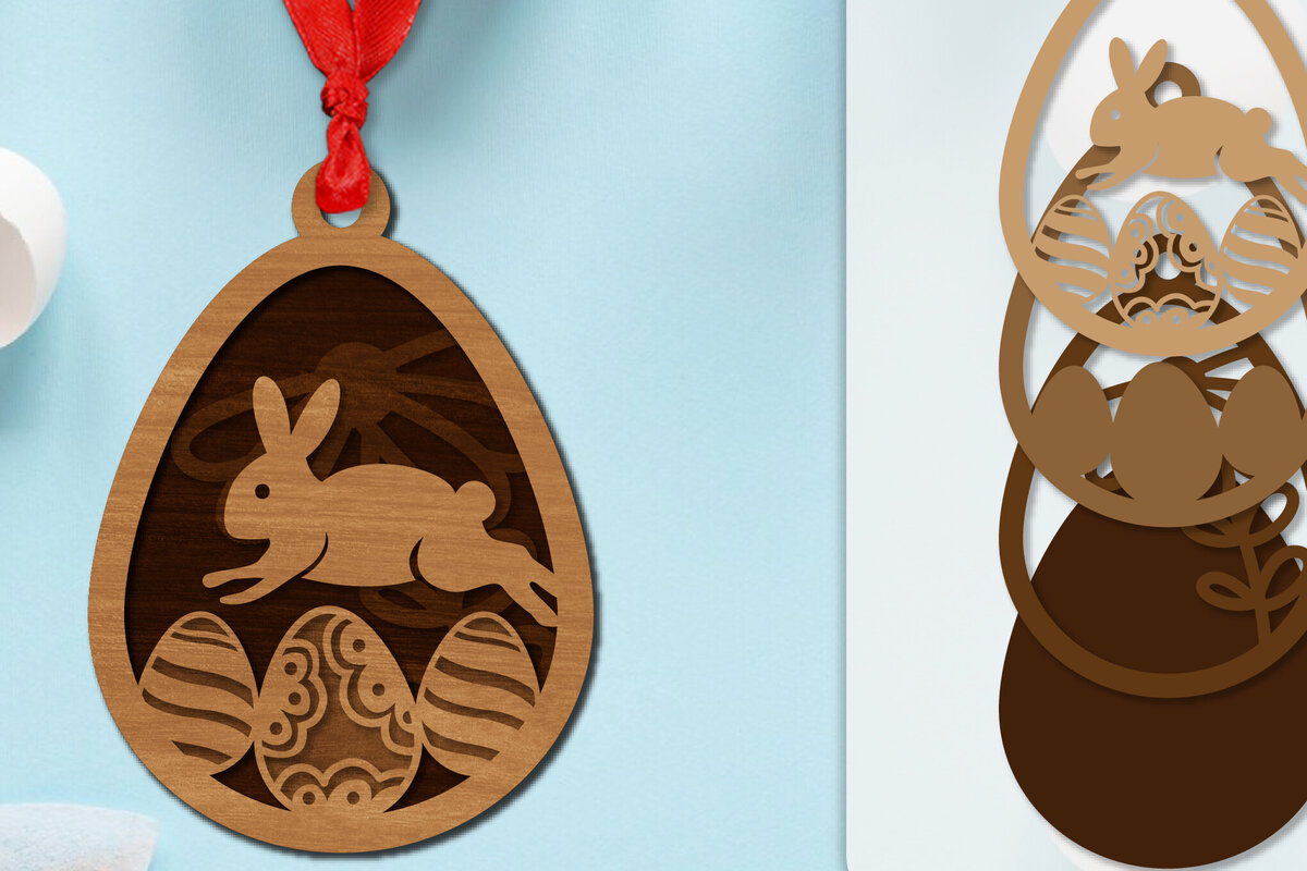 Intra απο ξύλο plywood 3mm-4mm πάχος - Πασχαλινά στολίδια με στρώσεις Lasercut Δίασταση 6x6 cm INTRAFABR-118338869