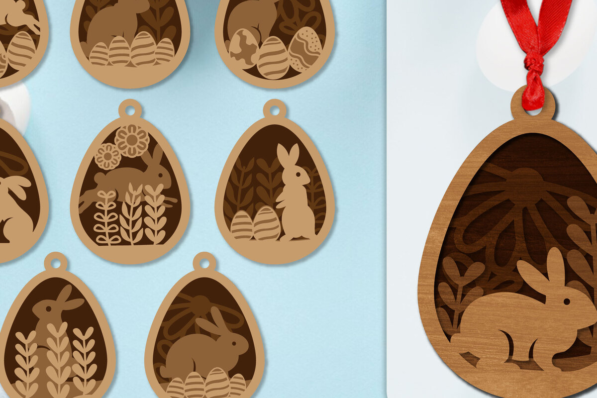 Intra απο ξύλο plywood 3mm-4mm πάχος - Πασχαλινά στολίδια με στρώσεις Lasercut ΔΕΜΑ Δίασταση 6x6 cm INTRAFABR-118338913