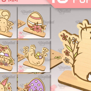 Intra απο ξύλο plywood 3mm-4mm πάχος - Πακέτο κοπής με λέιζερ πασχαλινής αναδυόμενης κάρτας Δίασταση 15x15 cm INTRAFABR-90351495