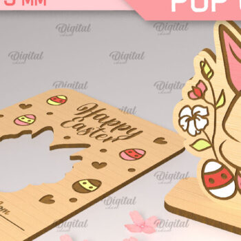 Intra απο ξύλο plywood 3mm-4mm πάχος - Πακέτο κοπής με λέιζερ πασχαλινής αναδυόμενης κάρτας Δίασταση 15x15 cm INTRAFABR-90351495 - Image 4