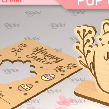 Intra απο ξύλο plywood 3mm-4mm πάχος - Πακέτο κοπής με λέιζερ πασχαλινής αναδυόμενης κάρτας Δίασταση 15x15 cm INTRAFABR-90351495 - Image 6