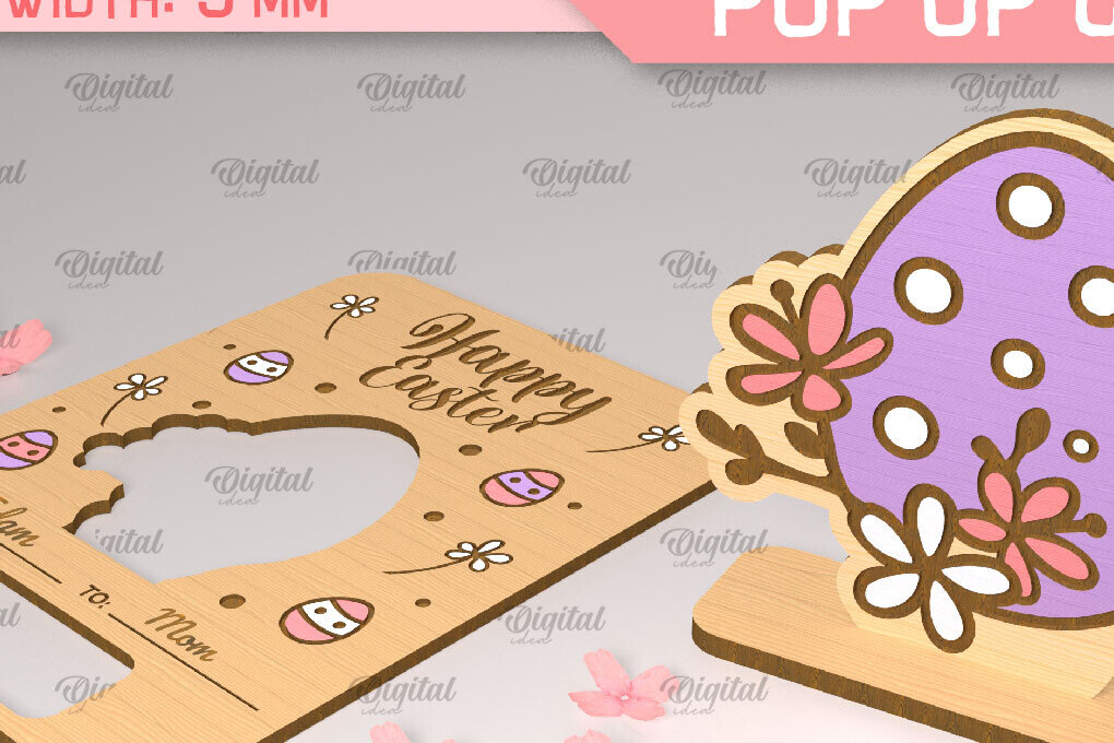 Intra απο ξύλο plywood 3mm-4mm πάχος - Πασχαλινή αναδυόμενη κάρτα κοπής με λέιζερ. Αυγό  Δίασταση 15x15 cm INTRAFABR-90349269