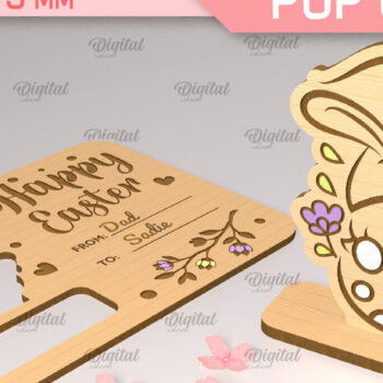 Intra απο ξύλο plywood 3mm-4mm πάχος - Πασχαλινή αναδυόμενη κάρτα κοπής με λέιζερ. Gnome  Δίασταση 15x15 cm INTRAFABR-90349666 - Image 1