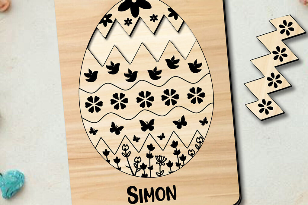 Intra απο ξύλο plywood 3mm-4mm πάχος - Πασχαλινό παζλ Egg Eggraved Kid Child  Δίασταση 15x15 cm INTRAFABR-113881413