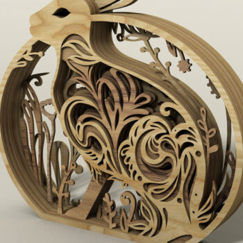 Intra απο ξύλο plywood 3mm-4mm πάχος - ΠΑΣΧΑΛΙΝΟ ΚΟΥΝΕΛΙ Ξύλο λαγουδάκι με  Δίασταση 11x11 cm INTRAFABR-58568363 - Image 1