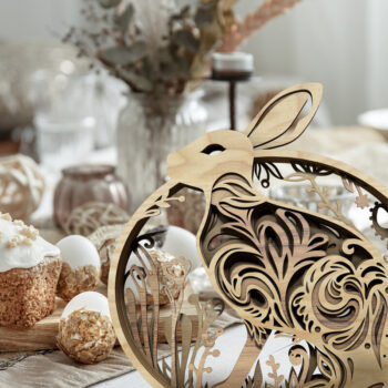 Intra απο ξύλο plywood 3mm-4mm πάχος - ΠΑΣΧΑΛΙΝΟ ΚΟΥΝΕΛΙ Ξύλο λαγουδάκι με  Δίασταση 11x11 cm INTRAFABR-58568363 - Image 2