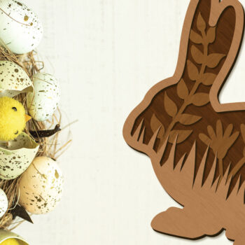 Intra απο ξύλο plywood 3mm-4mm πάχος - Πρότυπο κοπής πολλών στρωμάτων πασχαλινών κουνελιών Δίασταση 4x7 cm INTRAFABR-89706499 - Image 2