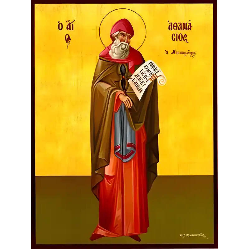 Εικόνα Ορθοδοξίας με περίγραμμα χρυσό σε ξύλο Φλαμουρίας  με  βάση Εικόνα ΑΓΙΟΣ ΑΘΑΝΑΣΙΟΣ, Ο ΜΕΤΕΩΡΙΤΗΣ, ΟΛΟΣΩΜΟΣ Χειροποίητη Ελληνορθόδοξη εικόνα του Ιησού Χριστού, Κρεμαστή πλάκα βυζαντινής τέχνης, χριστιανική τέχνη Διάσταση 40x30 cm (10,2x7,9 ίντσες)  INTRAEK-1447757865120