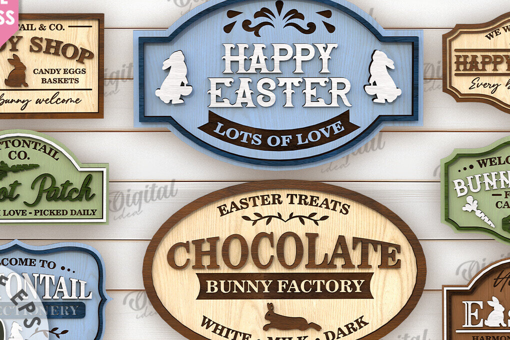 Intra απο ξύλο plywood 3mm-4mm πάχος - Πασχαλινή ρετρό πινακίδες κομμένη δέσμη με λέιζερ Δίασταση 15x15 cm INTRAFABR-115404239