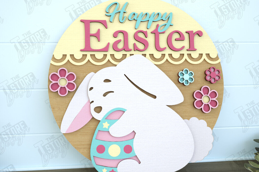 Intra απο ξύλο plywood 3mm-4mm πάχος - Πασχαλινή Στρογγυλή Πινακίδα | Καλό Πάσχα | CNC Δίασταση 15x15 cm INTRAFABR-116595861