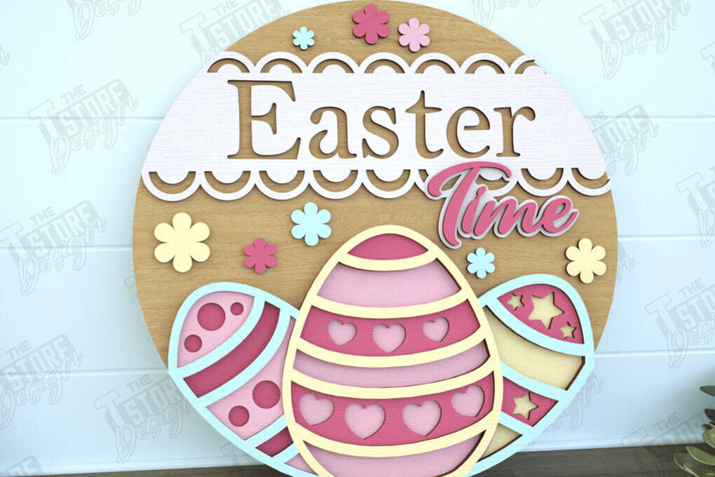 Intra απο ξύλο plywood 3mm-4mm πάχος - Πασχαλινή Στρογγυλή Πινακίδα | Καλό Πάσχα | CNC Δίασταση 15x15 cm INTRAFABR-116595877