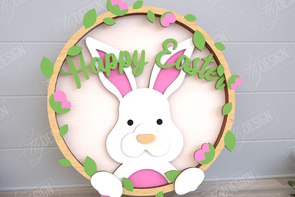 Intra απο ξύλο plywood 3mm-4mm πάχος - Πασχαλινή Στρογγυλή Πινακίδα | Διακόσμηση σπιτιού |  CNC Δίασταση 15x15 cm INTRAFABR-117793345