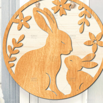 Intra απο ξύλο plywood 3mm-4mm πάχος - Πασχαλινή στρογγυλή πινακίδα I Πασχαλινή κρεμάστρα πόρτας Δίασταση 15x15 cm INTRAFABR-116740256 - Image 1