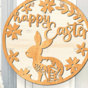 Intra απο ξύλο plywood 3mm-4mm πάχος - Πασχαλινή στρογγυλή πινακίδα I Πασχαλινή κρεμάστρα πόρτας Δίασταση 15x15 cm INTRAFABR-116740288