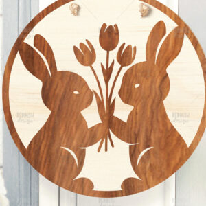 Intra απο ξύλο plywood 3mm-4mm πάχος - Πασχαλινή στρογγυλή πινακίδα I Πασχαλινή κρεμάστρα πόρτας Δίασταση 15x15 cm INTRAFABR-116740310