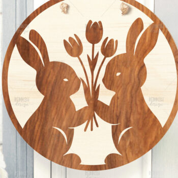 Intra απο ξύλο plywood 3mm-4mm πάχος - Πασχαλινή στρογγυλή πινακίδα I Πασχαλινή κρεμάστρα πόρτας Δίασταση 15x15 cm INTRAFABR-116740310 - Image 1