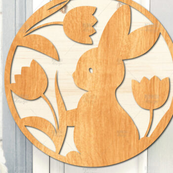 Intra απο ξύλο plywood 3mm-4mm πάχος - Πασχαλινή στρογγυλή πινακίδα I Πασχαλινή κρεμάστρα πόρτας Δίασταση 15x15 cm INTRAFABR-116740887 - Image 1