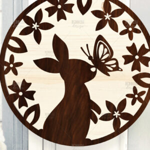 Intra απο ξύλο plywood 3mm-4mm πάχος - Πασχαλινή στρογγυλή πινακίδα I Πασχαλινή κρεμάστρα πόρτας Δίασταση 15x15 cm INTRAFABR-116740905