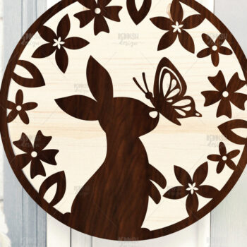 Intra απο ξύλο plywood 3mm-4mm πάχος - Πασχαλινή στρογγυλή πινακίδα I Πασχαλινή κρεμάστρα πόρτας Δίασταση 15x15 cm INTRAFABR-116740905 - Image 1