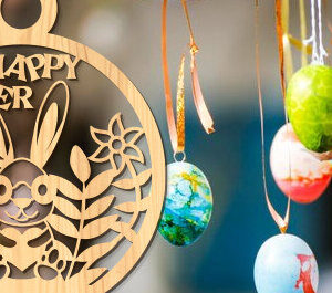 Intra απο ξύλο plywood 3mm-4mm πάχος - Πασχαλινή στρογγυλή πινακίδα Laser Cut  Δίασταση 15x15 cm INTRAFABR-88597405