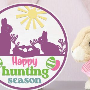 Intra απο ξύλο plywood 3mm-4mm πάχος - Πασχαλινή Στρογγυλή Πινακίδα . Happy Ester σημάδι Δίασταση 15x15 cm INTRAFABR-89919300