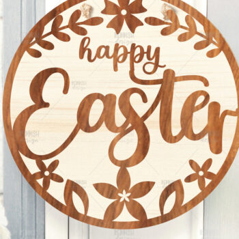 Intra απο ξύλο plywood 3mm-4mm πάχος - Πασχαλινή Στρογγυλή Πινακίδα Πασχαλινή κρεμάστρα πόρτας Δίασταση 15x15 cm INTRAFABR-116740169 - Image 1