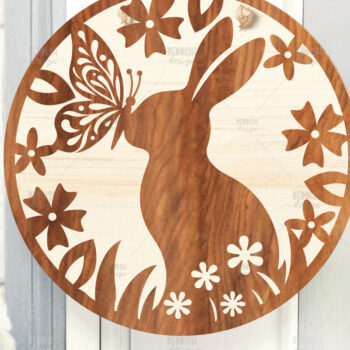 Intra απο ξύλο plywood 3mm-4mm πάχος - Πασχαλινή Στρογγυλή Πινακίδα Πασχαλινή κρεμάστρα πόρτας Δίασταση 15x15 cm INTRAFABR-116740190 - Image 1