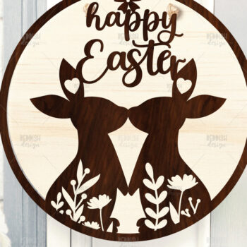 Intra απο ξύλο plywood 3mm-4mm πάχος - Πασχαλινή Στρογγυλή Πινακίδα Πασχαλινή κρεμάστρα πόρτας Δίασταση 15x15 cm INTRAFABR-116740203 - Image 1